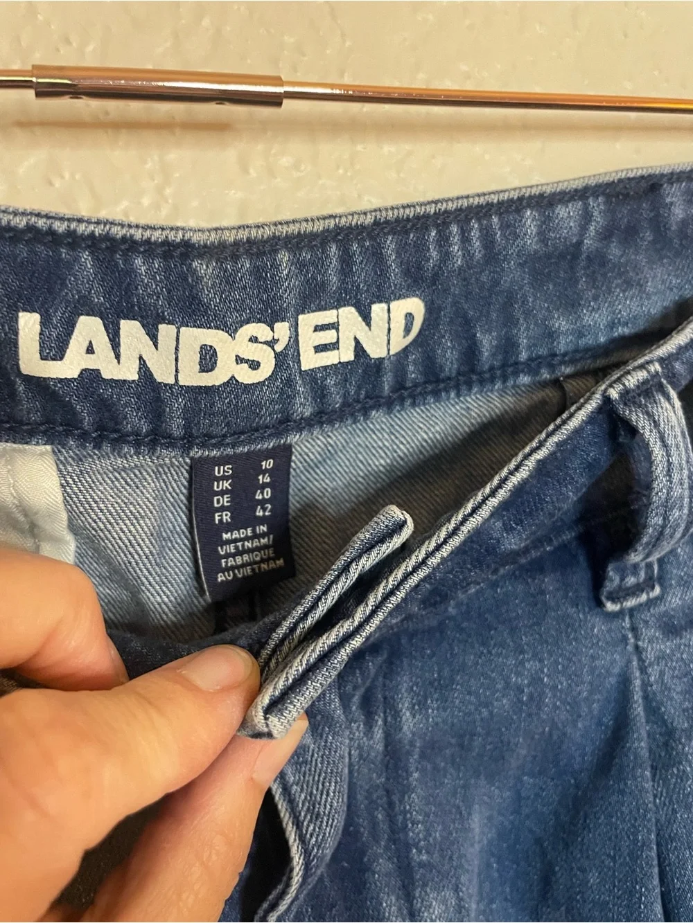Lands’ End Pleated Slouchy Denim Bermuda Shorts 10